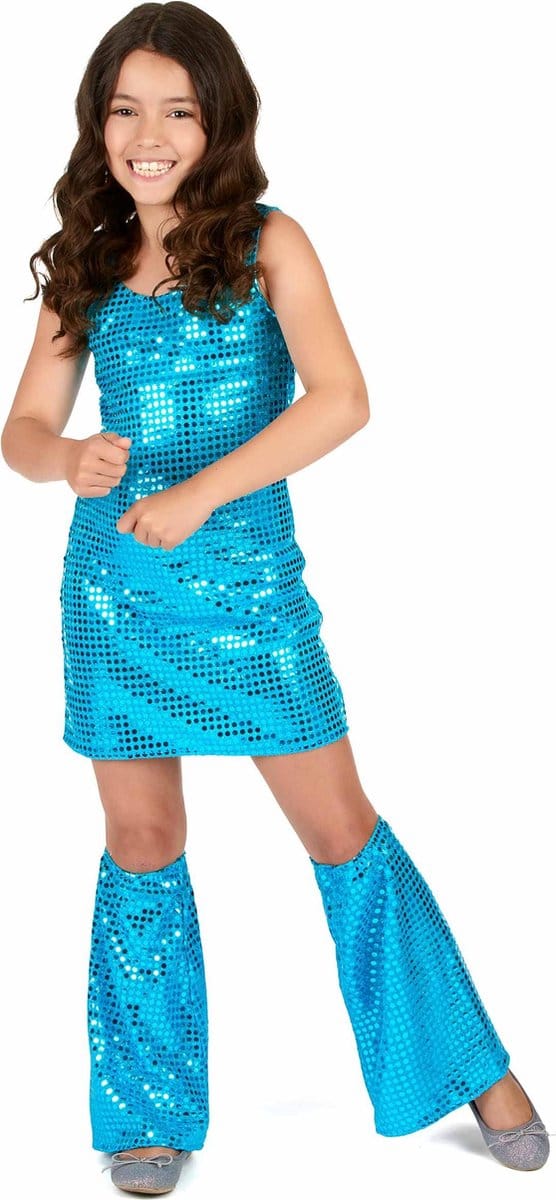 Vegaoo - Turkooisblauwe disco jurk voor meisjes