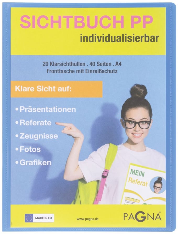Pagna 21013-13, Project folder, A4, Polypropyleen (PP), Lichtblauw, 40 vel, 20 vakken