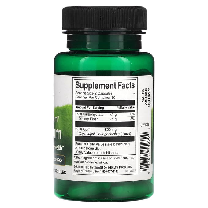 Gomme de Guar Spectre Complet, 400mg, 60 Capsules