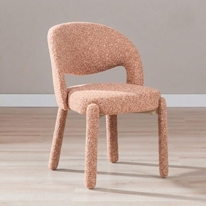 Bronx71® Eetkamerstoel Dean bouclé terracotta - stoel