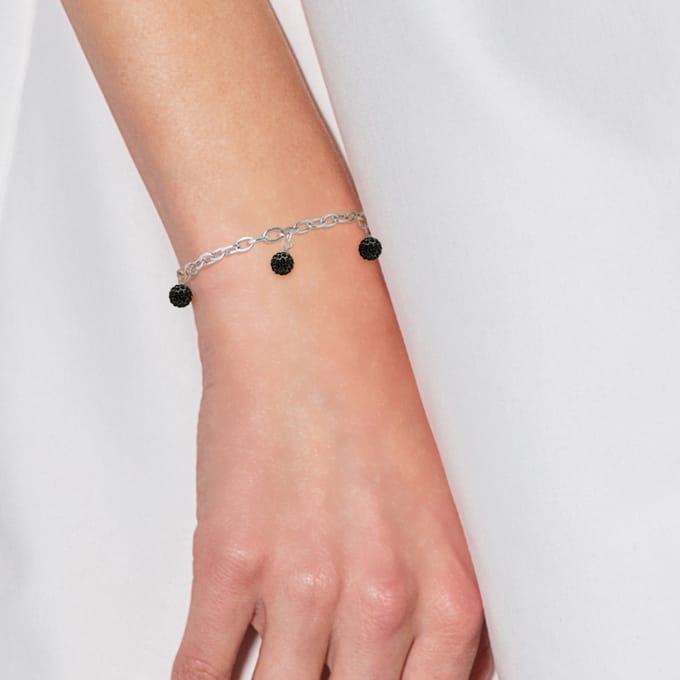 Armband 5 Crystal Crystal Breloques Black Silver 925
