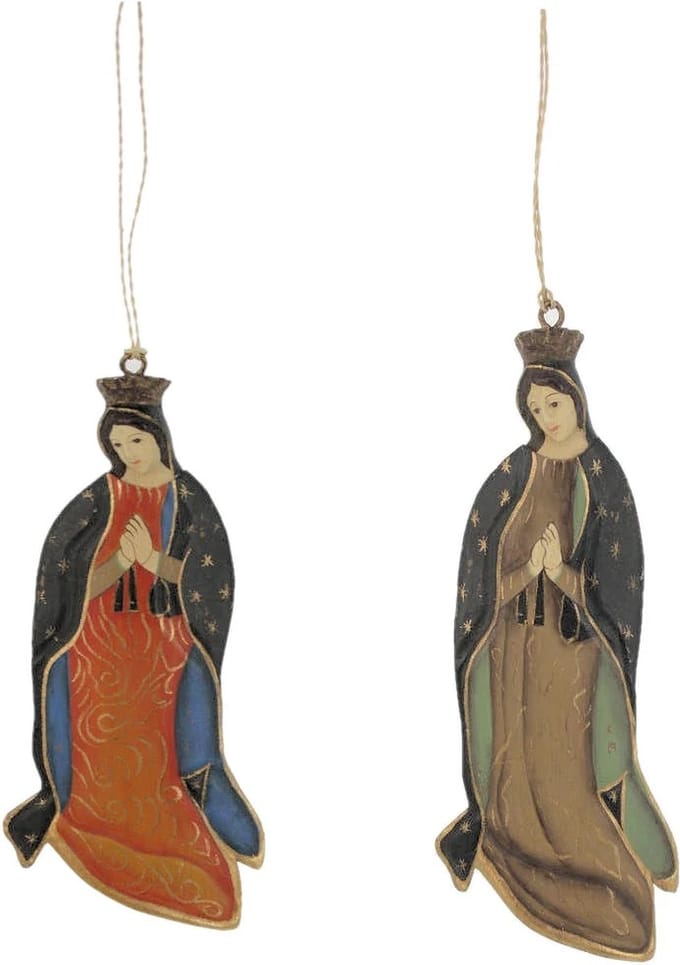 2x Ornament Madonna biddend 2ass. 6,5x1x16cm