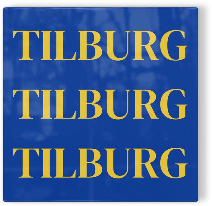 Tegeltje Tilburg - blauw geel - tegeltje stad - tegeltje met tekst