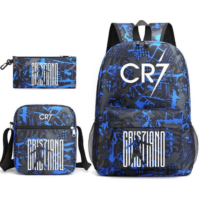 Grote schooltas met schouderband; studenten etui set van drie delen Cristiano ronaldo backpack