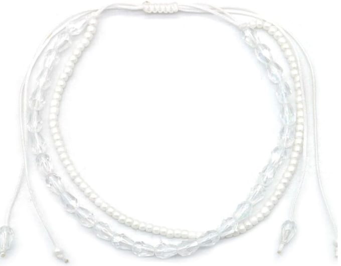 Enkelbandje - Anklet - Glaskralen - Kralen - Wit - Laagjes - Layered - Lengte Verstelbaar