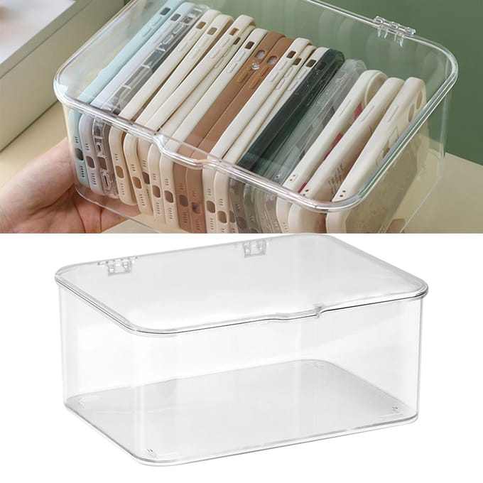 Bureau Opbergdoos Plastic Grote Capaciteit Stofdicht Multifunctioneel Telefoonhoesje Opberghouder met transparant