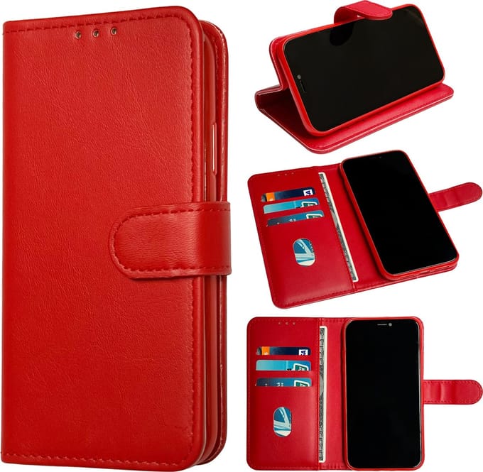 Casemania Hoesje Geschikt voor Samsung Galaxy S24 - Rood - Portemonnee Book Case - Pasjeshouder en Magneetlipje