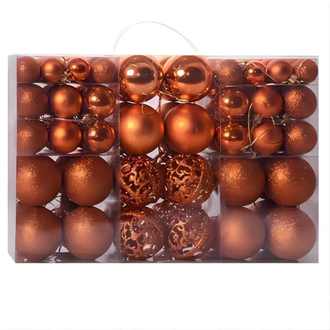 Nivard Kerstballen - Kerstversiering - Plastic - Oranje - Kerstballenset - 100 stuks