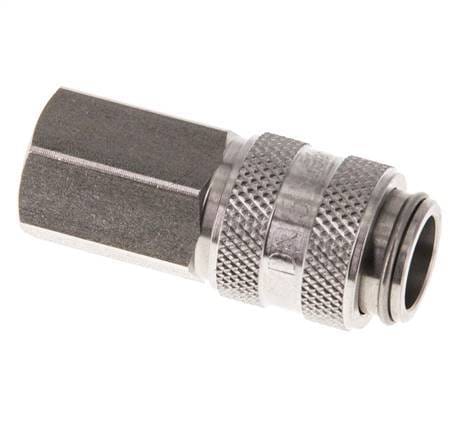 RVS DN 5 Luchtkoppeling Snelkoppeling G 1/8 inch Binnendraad Double Shut-Off - CLS5-F-S-SV-018