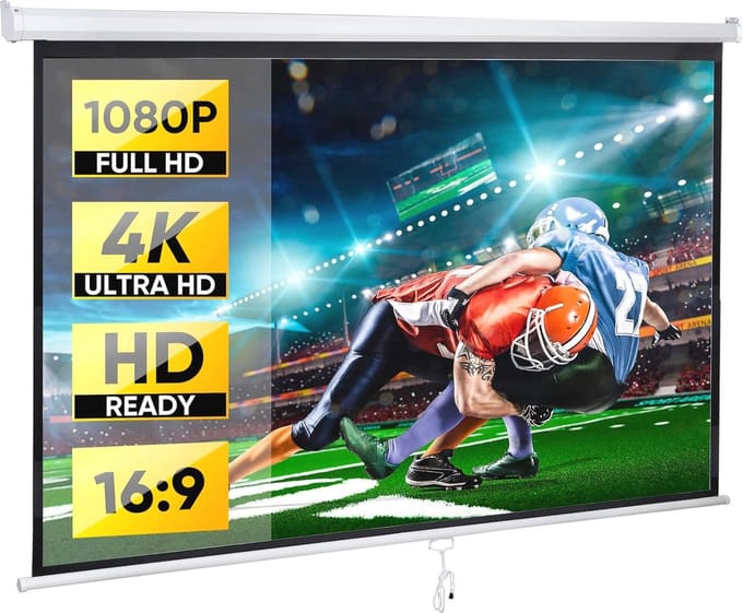 Opvouwbaar Projectiescherm 80 Inch - HD Eenpull-systeem - Ideaal voor Thuis en Buiten
