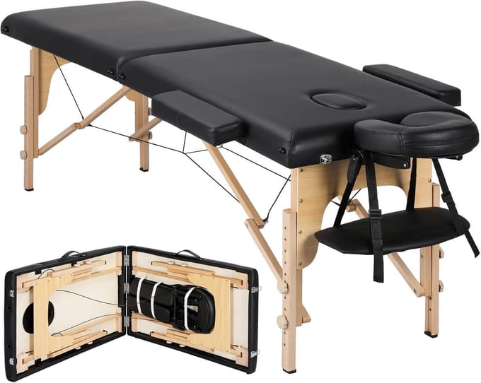 Inklapbare 2-zones massagetafel - Draagbaar en verstelbaar massagebed tot 250 kg