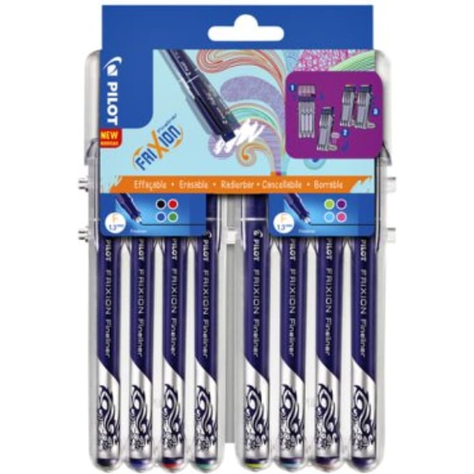 Pilot Frixion uitwisbare fineliner set - 8 stuks in diverse kleuren