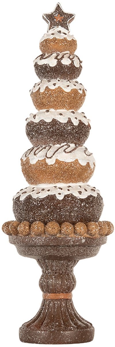 Clayre & Eef Kerstdecoratie Beeld Kerstboom Ø 11x33 cm Bruin Kunststof
