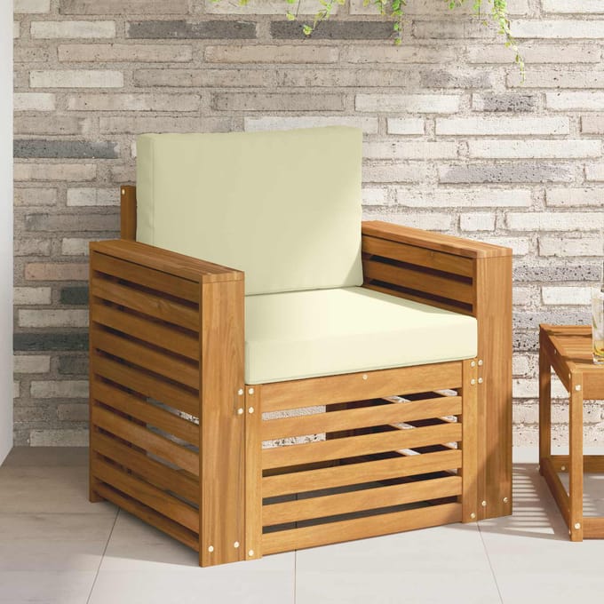 vidaXL - Buiten - bank - set - Massief - Acacia - Hout - en - Polyester