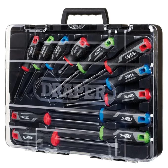 Spanningschroevendraaierset met zachte handgreep Draper (x12)
