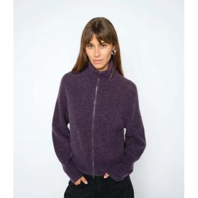 Vest Mos Mosh Thora Knit Zip Cardigan Ciruela