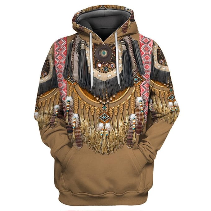 Heren Hoodie Lange Mouw Pullover Top 3D Digitaal Indiaans Bedrukt Sweatshirt 7XL black