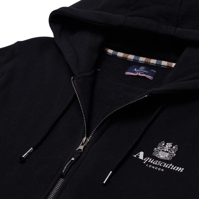 Aquascutum Active Small Logo Full-Zip Zwarte Hoodie