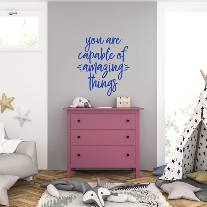 Muursticker - You Are Capable of Amazing Things - 58 x 65 - Blauw