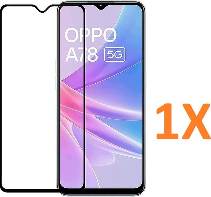 Volledige dekking Screenprotector Glas - Tempered Glass Screen Protector Geschikt voor: Oppo A78 5G - 1x