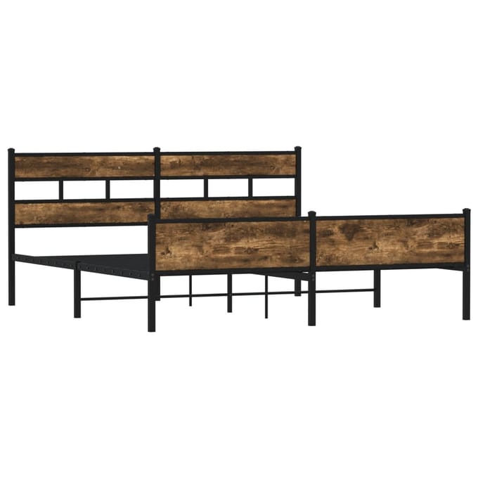 vidaXL - Bedframe - zonder - matras - metaal - gerookt - eikenkleurig - 193x203 - cm