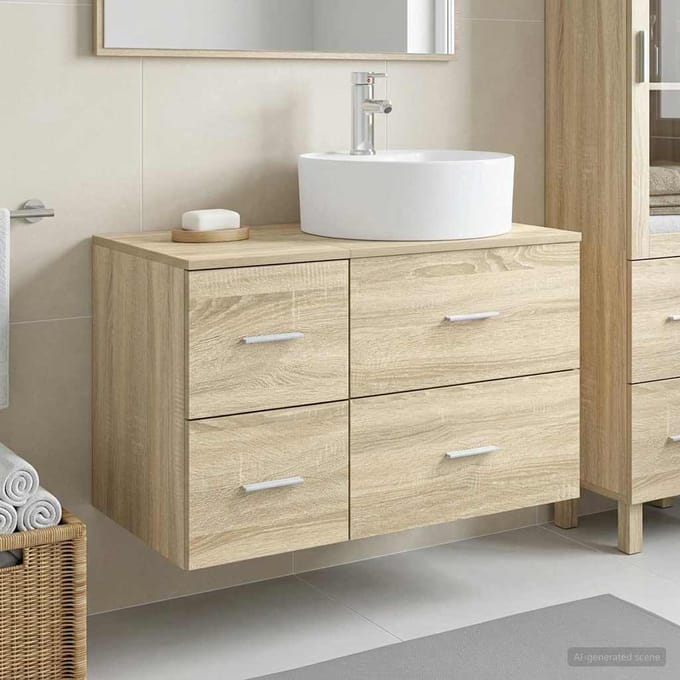 vidaXL - Badkamermeubel - Set - 2 - st - Sonoma - Eiken - Bewerkt - hout