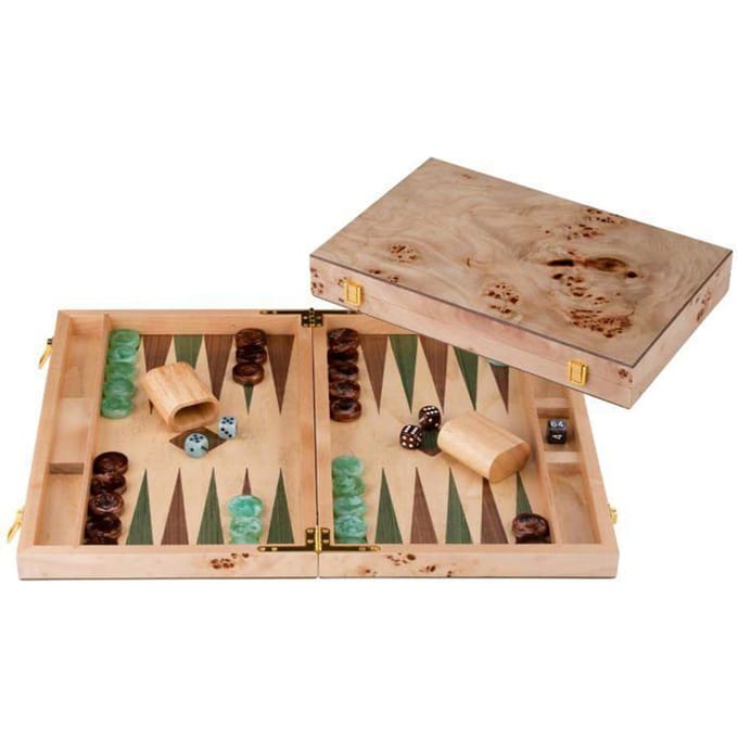 Backgammon 18" groen & bruin trangle - Longfield
