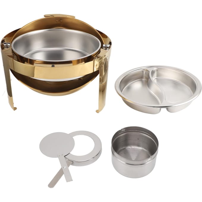 Chafing Dish Buffet Set 6L RVS Alcohol Verwarmd Rond Catering Voedselwarmer met Voedselpan L gray