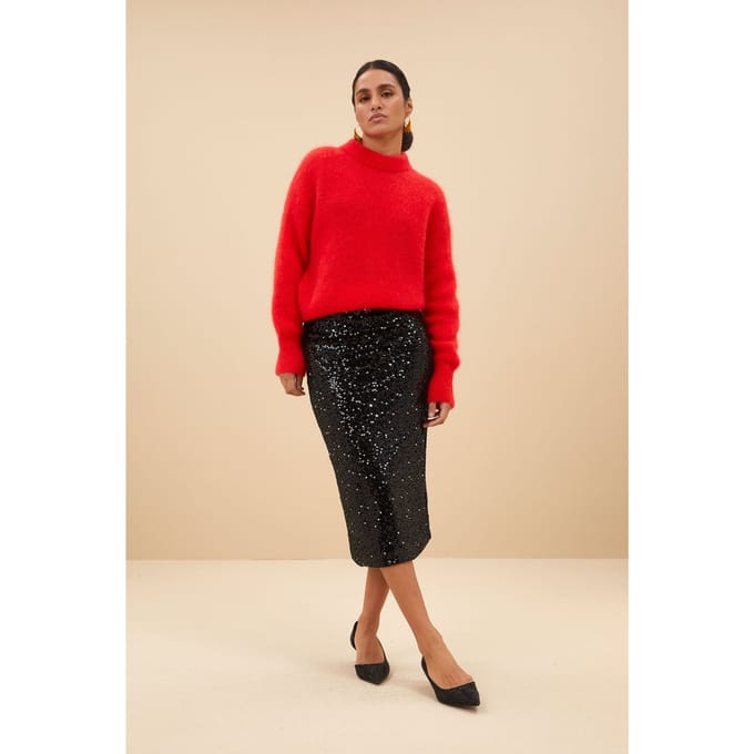 By-Bar Luca Sequin Skirt Black Größe: S | Midiröcke Outlet | Damen | Schwarz