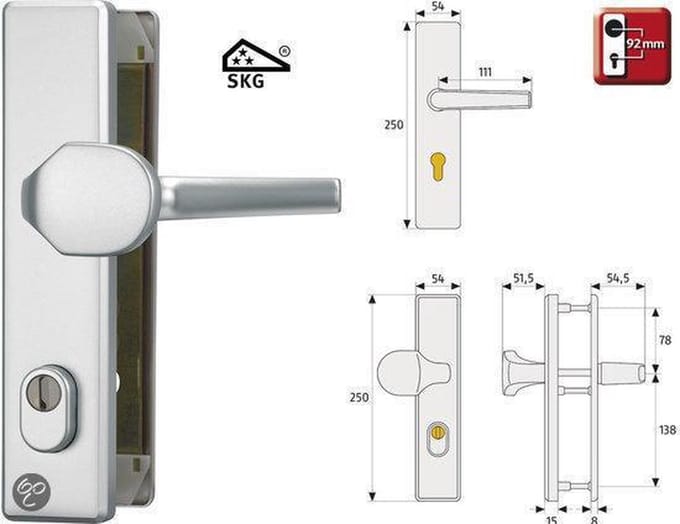 Abus veiligheidsbeslag SKG*** greep/kruk PC92 F1 met kernbeveiliging