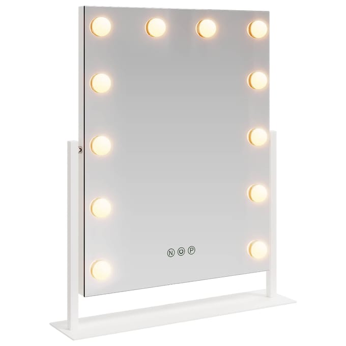 vidaXL - LED - Vanity - Spiegel - Wit - 44 - x - 10 - x - 53 - cm - Glas - en - Staal