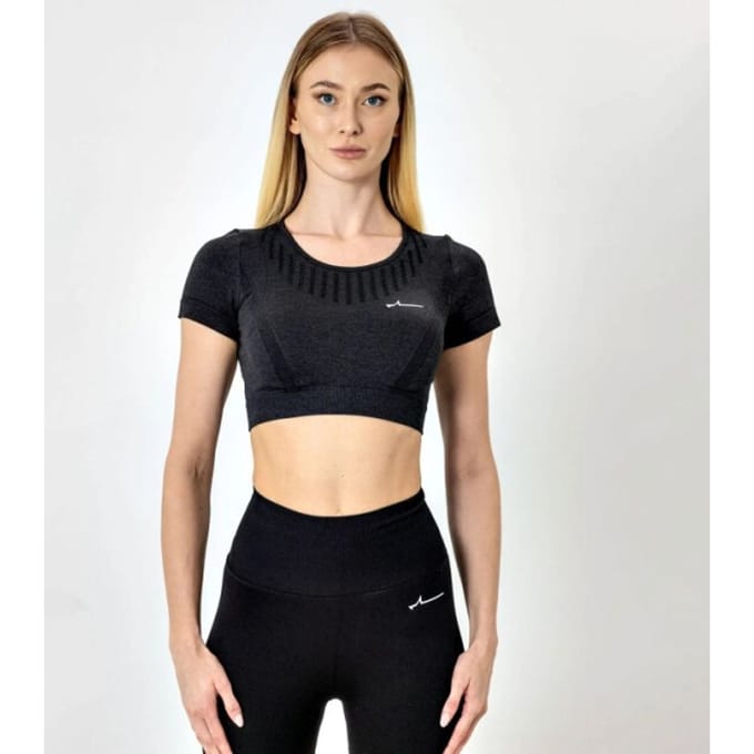FORZA - short sleeve seamless crop top - Boksen hemd dames - Zwart