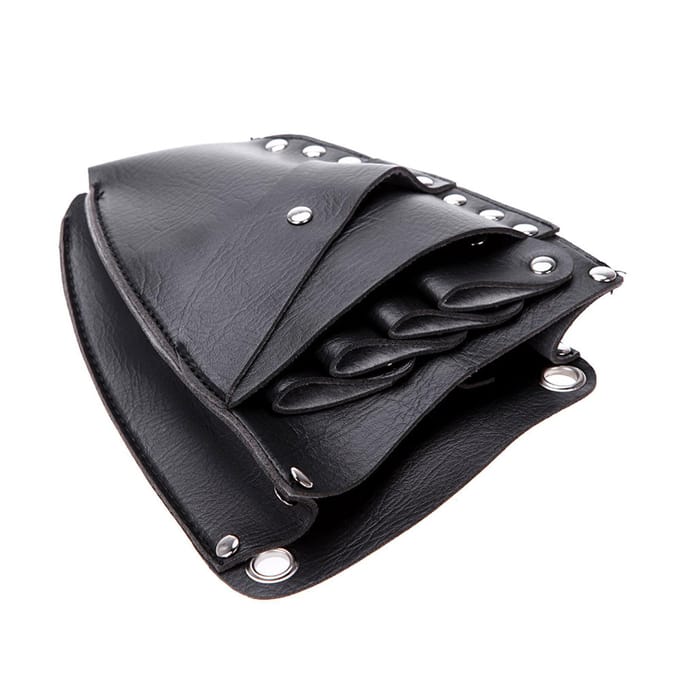 Leren Barberschaar Haarknippen Holster Pouch Houder Case Klinknagel Clips Tas met Taille Schouder zwart