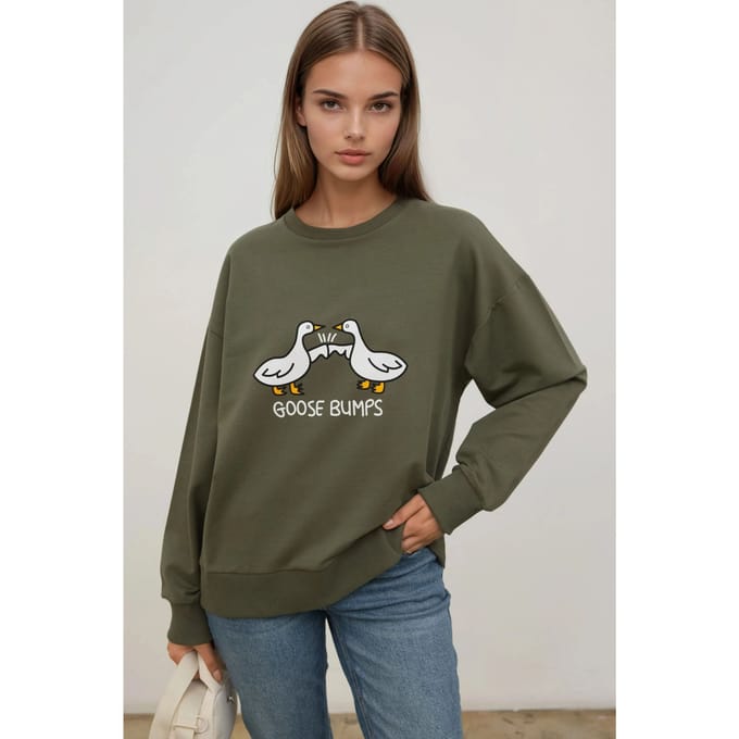Geprinte Crew Neck Relaxed Fit Sweatshirt
