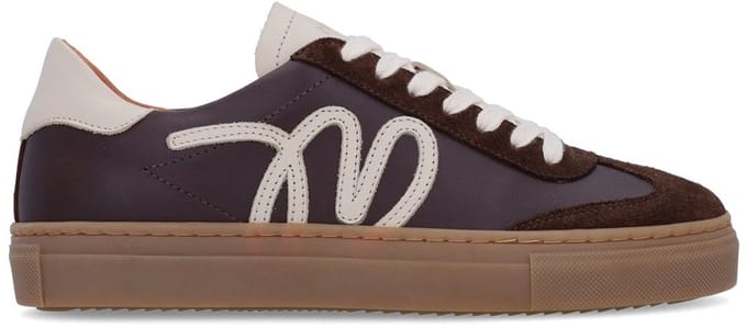 Manfield - Dames - Bruine leren sneakers - Maat 42