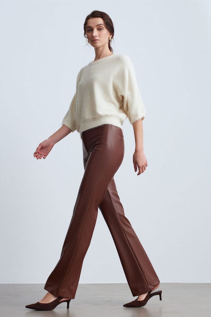 Dames Neplederen Flared Broek