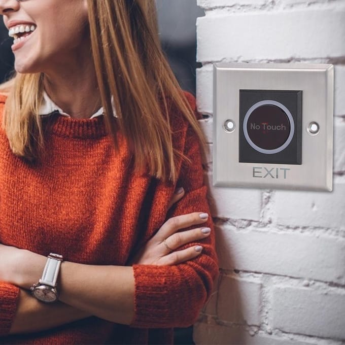 Infrarood Sensor Schakelaar NonTouch Toegangscontrolesysteem Knop met achtergrondverlichting DC12V gray
