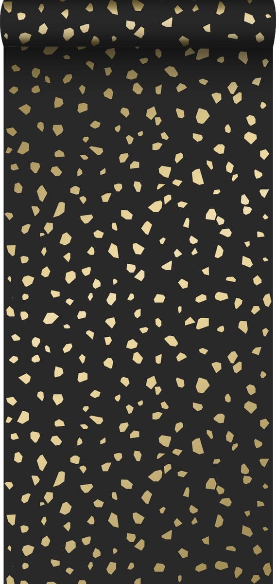 ESTAhome behang terrazzo zwart en goud - 53 cm x 10.05 m - 139134