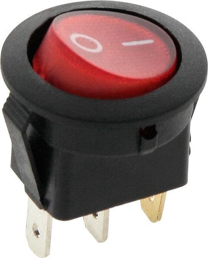 Schakelaar - rood - 12 volt - 20A - verlicht rond - 3 pins