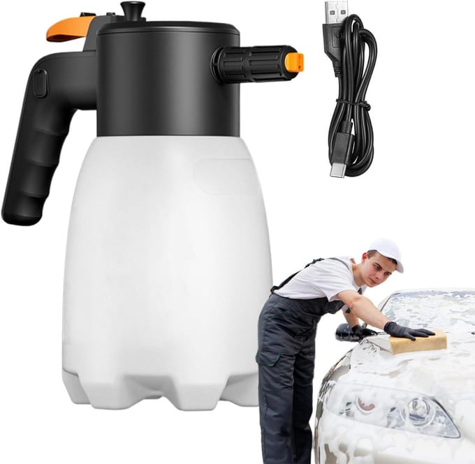 Schuimpompspuit - Schuimspuiter - Voertuig reinigen - Draadloze werking - 1.8L capaciteit - Wit