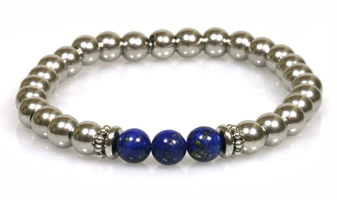IbizaMen - Heren - armband - lapis lazuli - RVS - 21cm