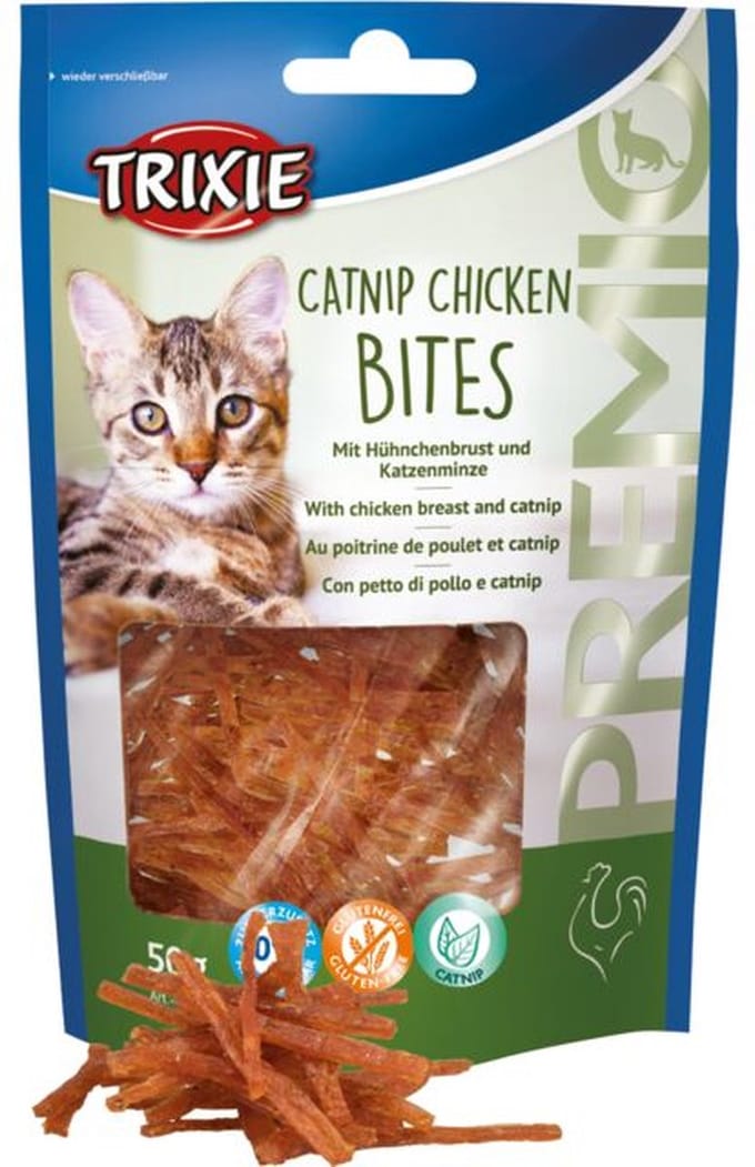 Trixie Catnip Chicken bites - kattensnoepjes - 5 zakjes van 50 gram -
