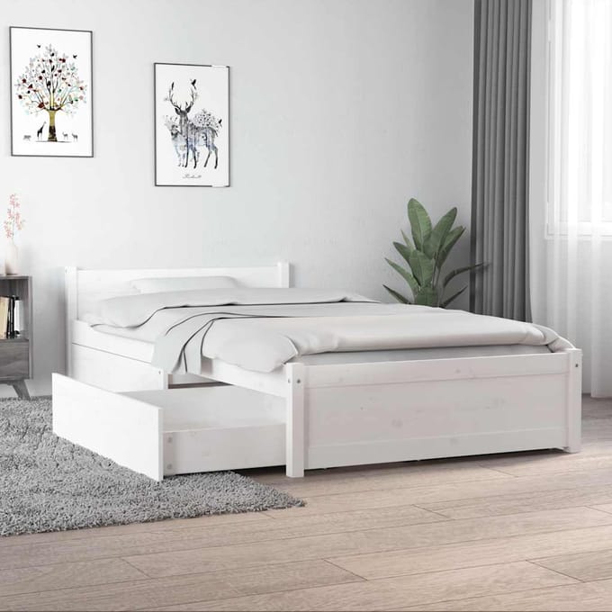 vidaXL - Bedframe - met - lades - wit - 90x190 - cm