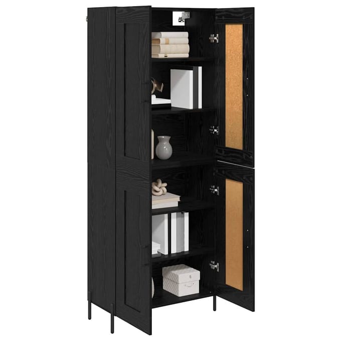 vidaXL - Highboard - 2 - st - Zwart - Eiken - 69,5 - x - 34 - x - 180 - cm - Bewerkt - hout