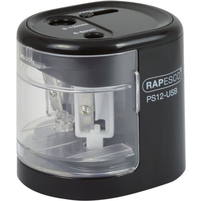 Rapesco automatische puntenslijper PS12 met USB zwart