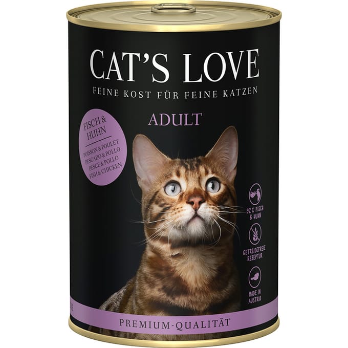 6x400g Cat's Love Vis & Kip Nat Kattenvoer