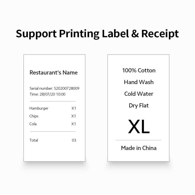 BT + USB Thermische Printer Ondersteunt Afdrukken Label & Bon Smart APP Bewerken Max 90mm/s 15-58mm US Plug zwart