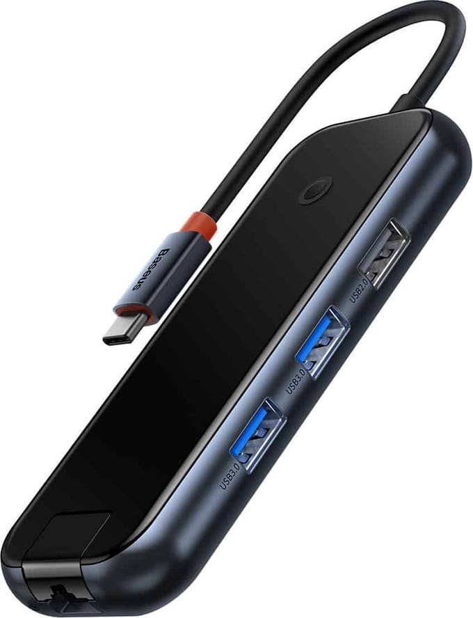 Baseus AcmeJoy USB-C naar USB-A/HDMI/USB-C, RJ45 en SD/TF Grijs