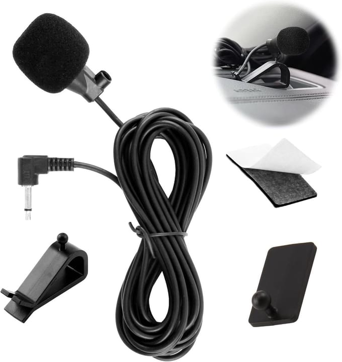 Draadloze Microfoon voor Auto met 3.5mm Jack, Externe Microfoon voor Autoradio's, Plug & Play, 2 meter Kabel, Geschikt voor Diverse Merken en Modellen