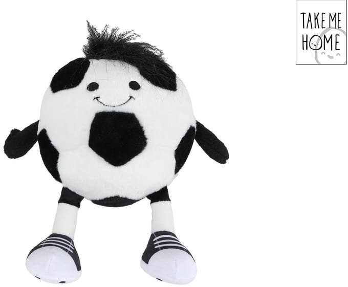 Take Me Home pluche voetbal knuffel 16,5/25cm zwart meerkleurig.